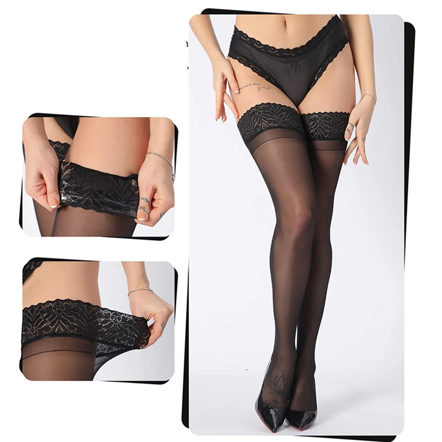 Ultrathin Lace Top Over Knee Thigh Stockings