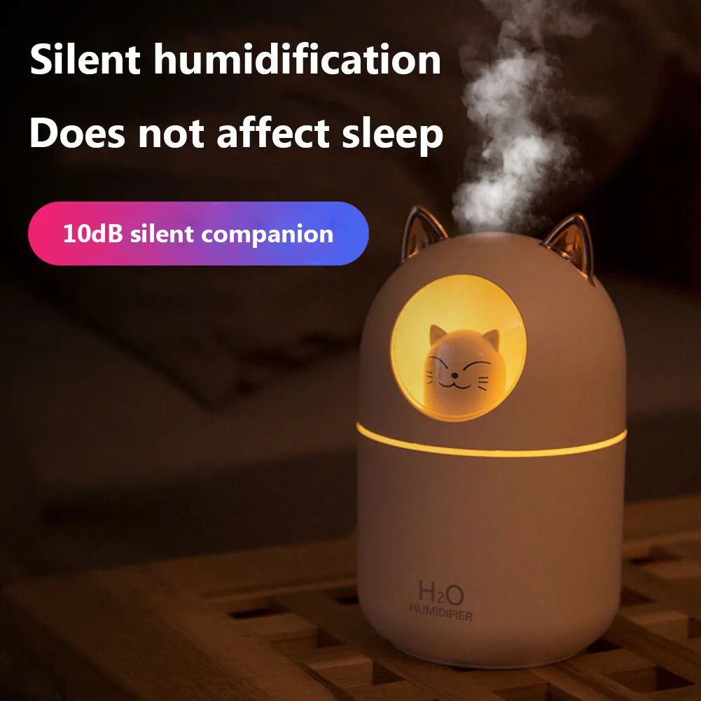 Cute Cat Aroma Diffuser with Colorful Night Light