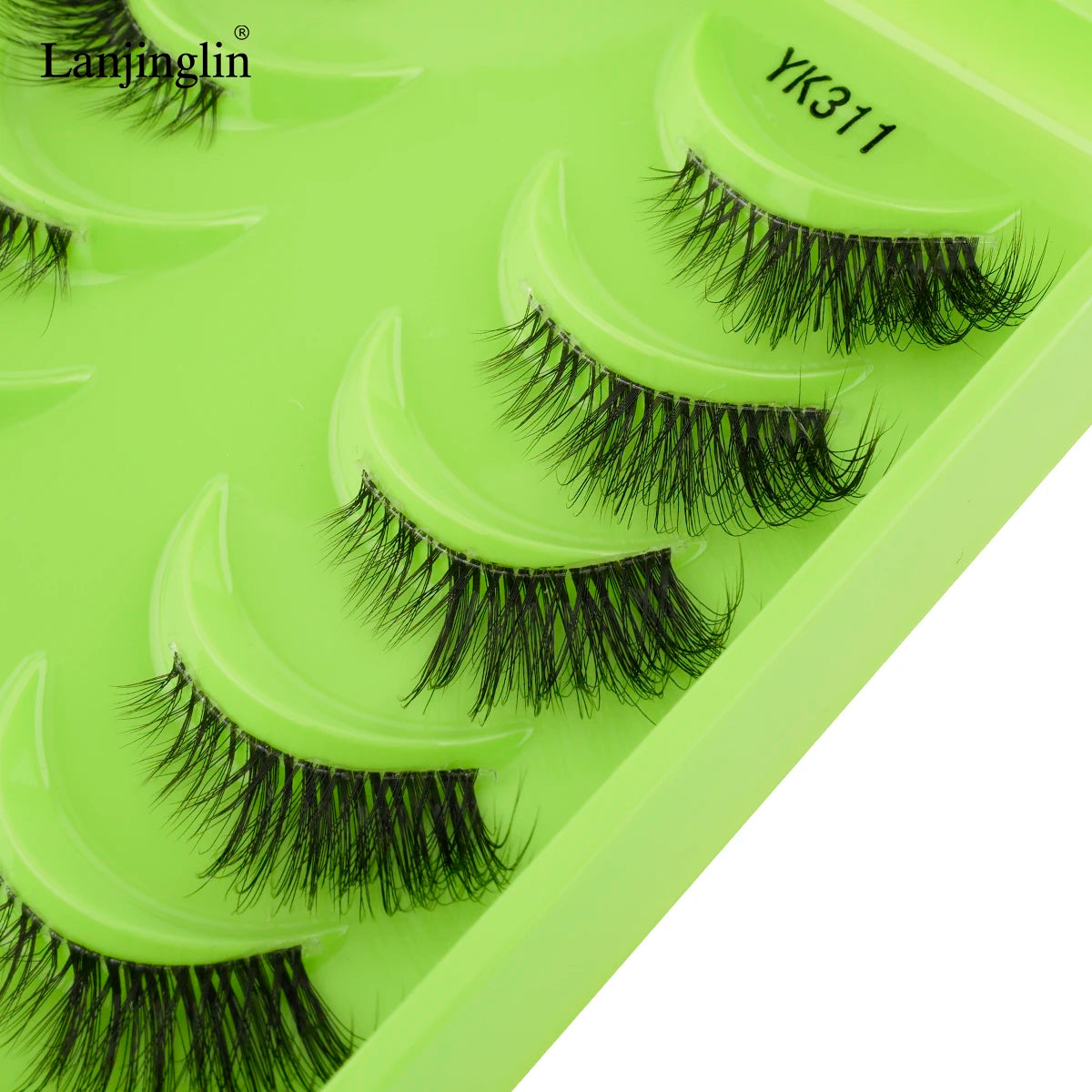 Lanjinglin 10 Pairs Half Lashes Cat Eyelashes Natural Long 3D Mink