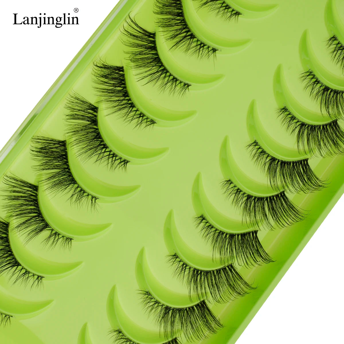 Lanjinglin 10 Pairs Half Lashes Cat Eyelashes Natural Long 3D Mink