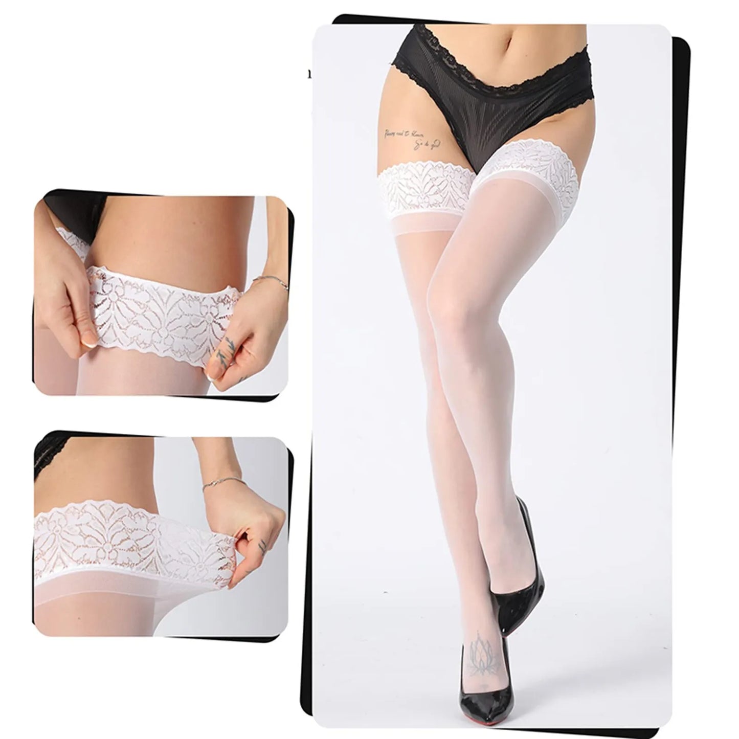 Ultrathin Lace Top Over Knee Thigh Stockings