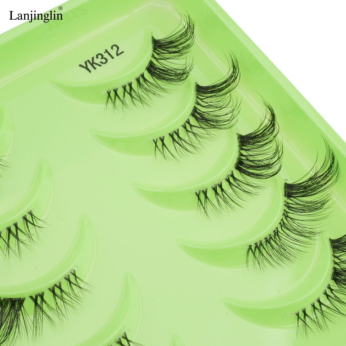 Lanjinglin 10 Pairs Half Lashes Cat Eyelashes Natural Long 3D Mink